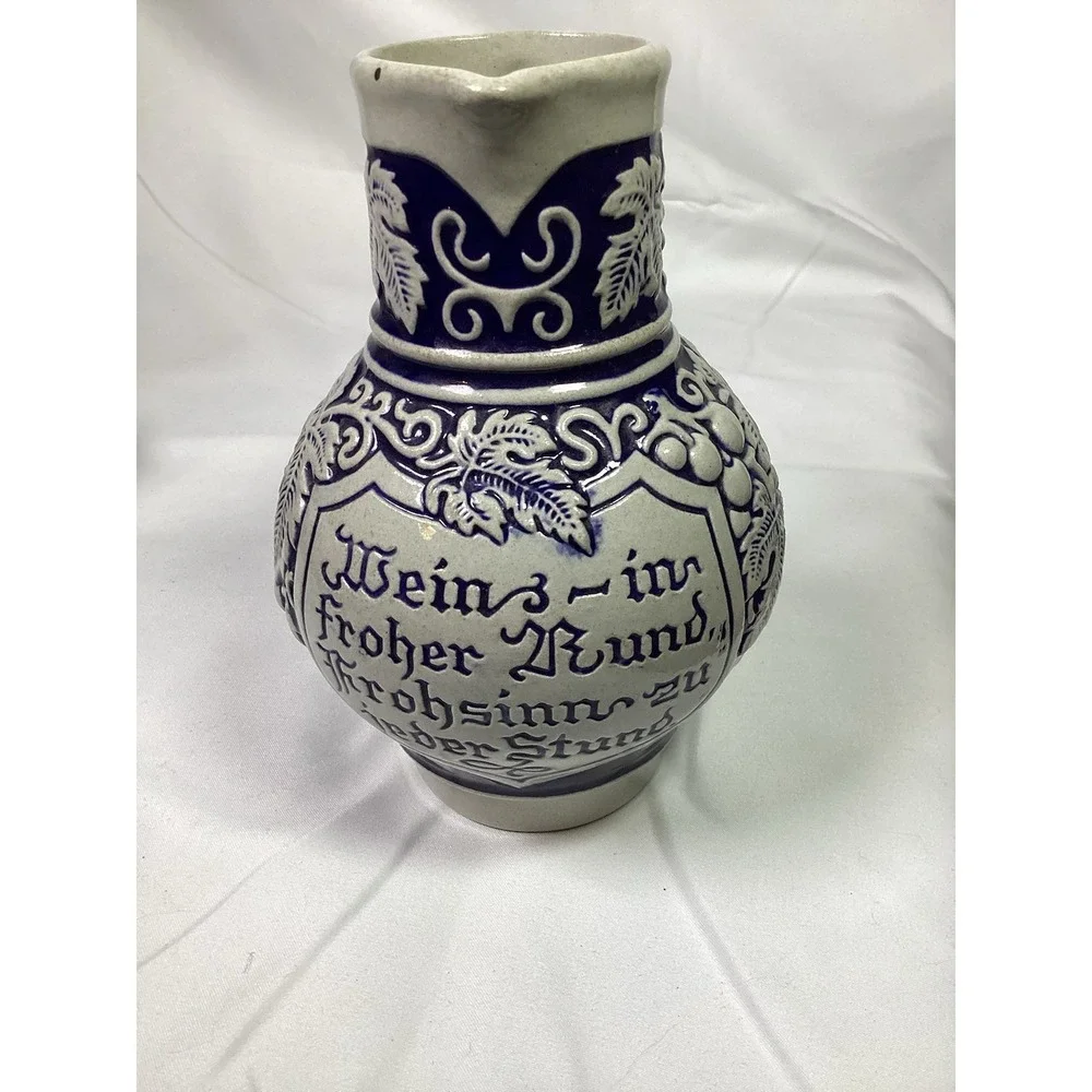 Vintage West Germany Cobalt Blue Salt Glazed Stoneware Wine Jug Lot 5 German